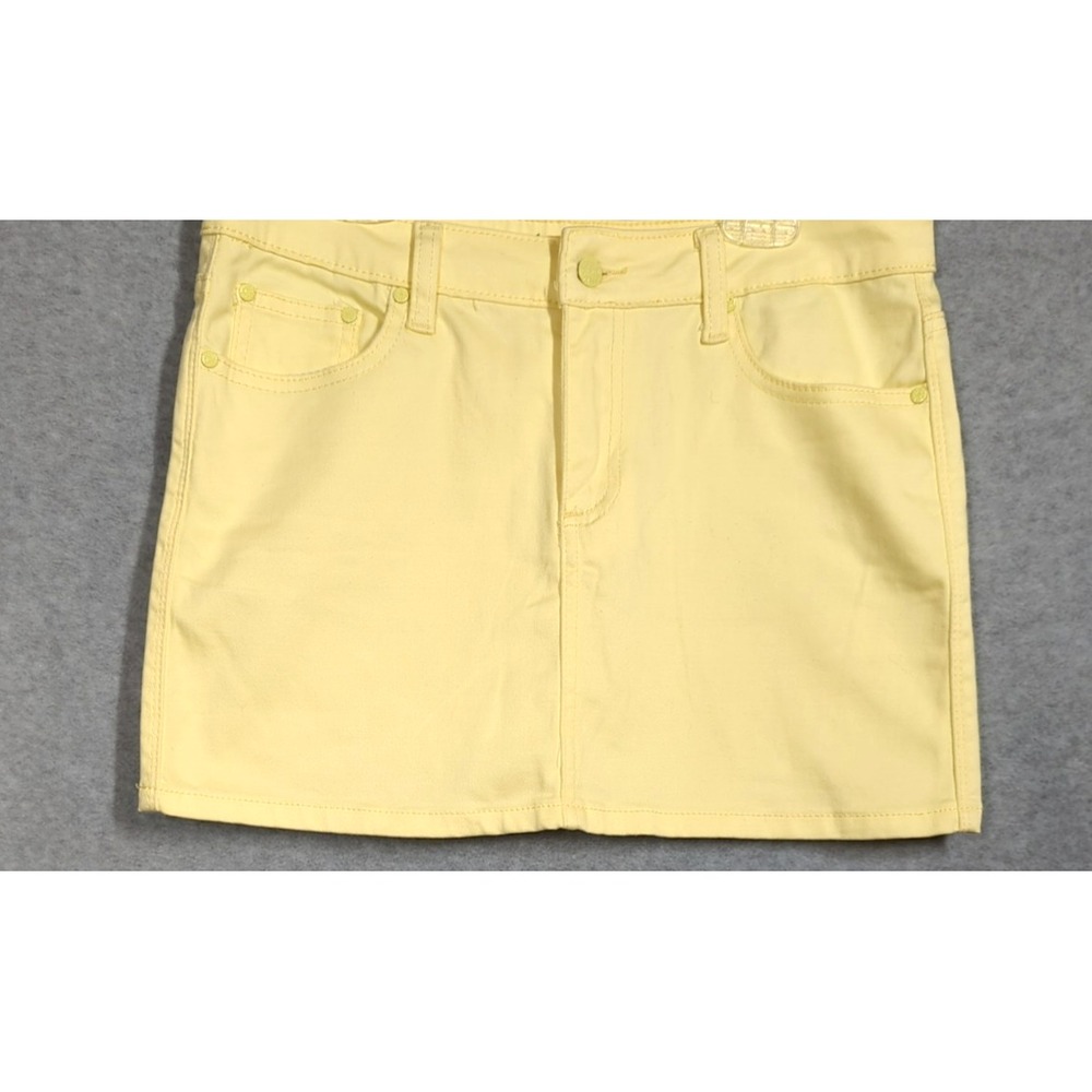 Vtg Y2K Micro Mini Skirt 36 Pastel Butter Yellow Pockets KRUEBECK Free Spirit